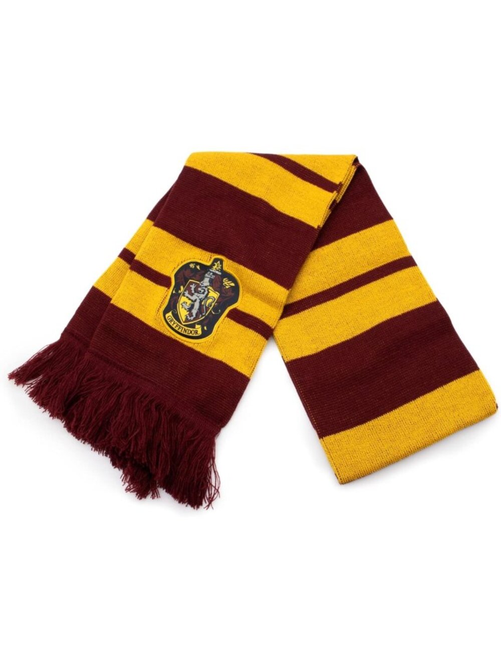 Cozy Harry Potter House Striped Scarf with Crest Patch - Unisex, One Size